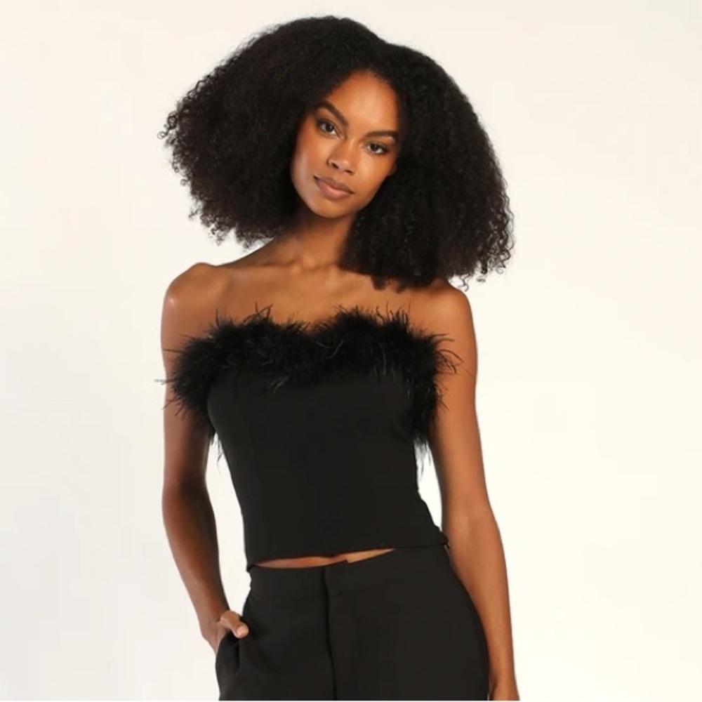 Lulus Black Feather Tube Top